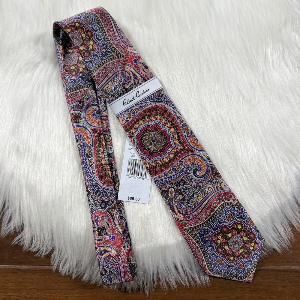 Robert Graham Men's Multicolor Paisley 100% Silk Necktie Tie